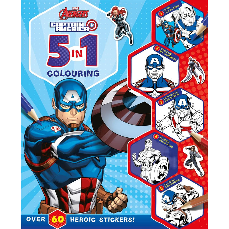 Marvel Avengers Captain America: 5 in 1 Colouring front cover book