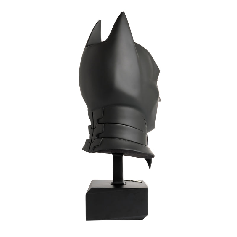 Full sized batman begins cowl replica with display stand - back view - right