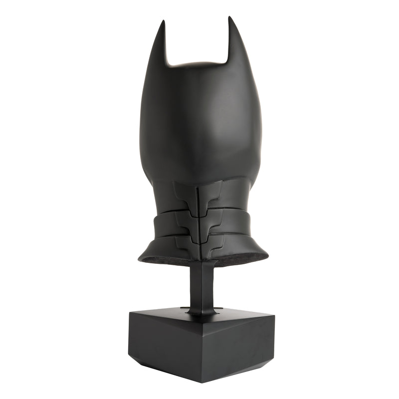 Full sized batman begins cowl replica with display stand - back view