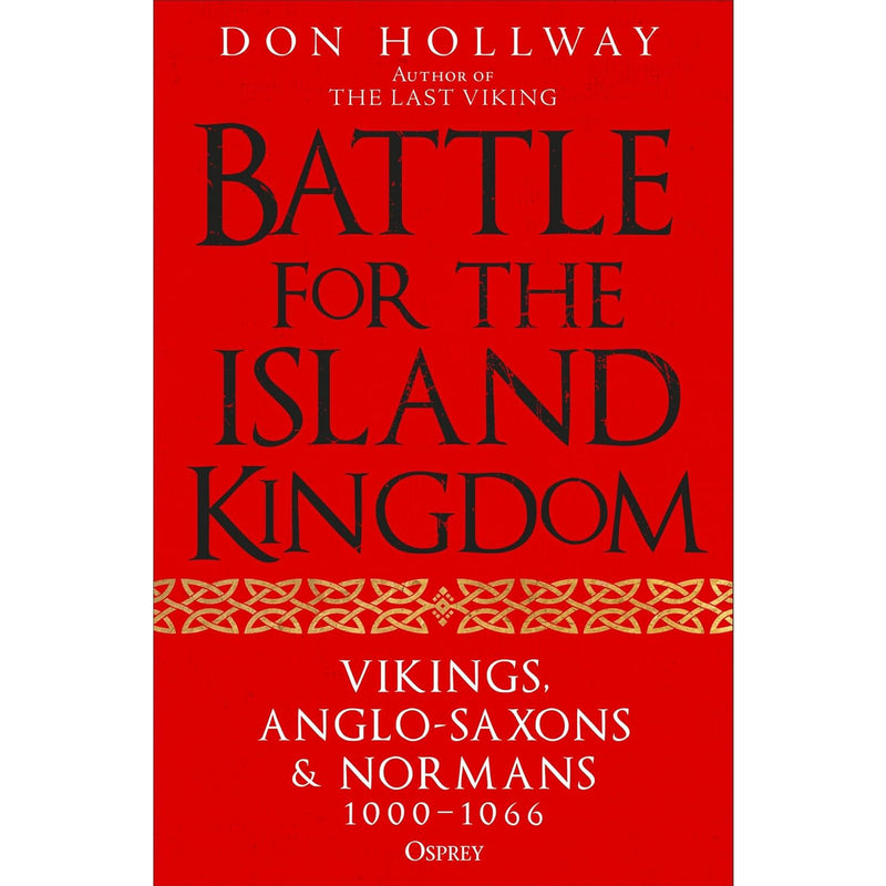 Book cover of 'Battle for the Island Kingdom' by Don Hollway with a red background and gold decorative patterns