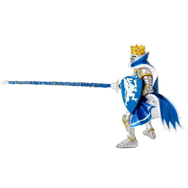 Papo: Blue, White and Gold Dragon King with lance left side profile
