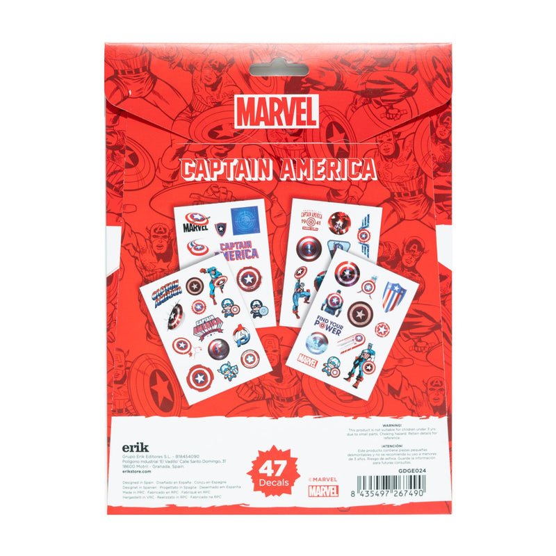 captain america decals back of packaging