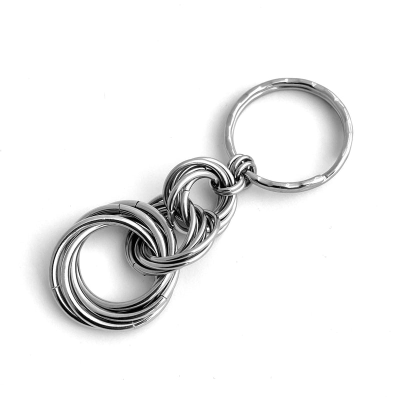 Interlinked rose chain maille keyring