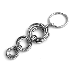 Rose stainless steel chain maille keyring