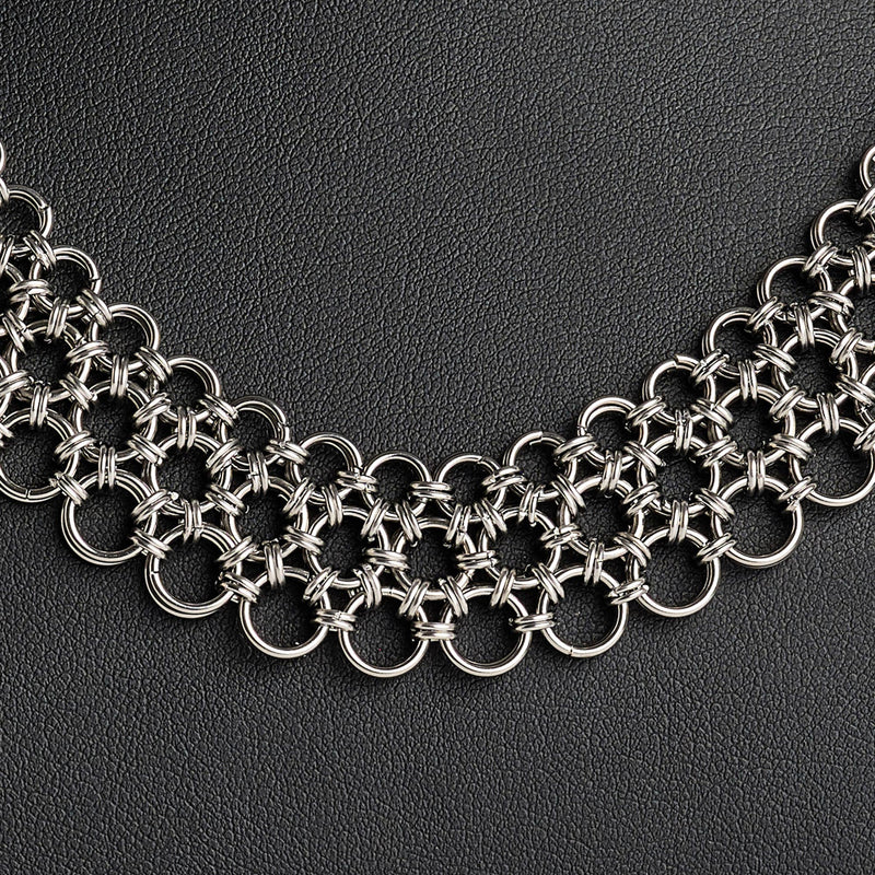 Japanese weave chainmail necklace close up