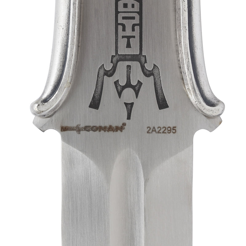 Conan Atlantean Sword replica blade closeup engraving and branding
