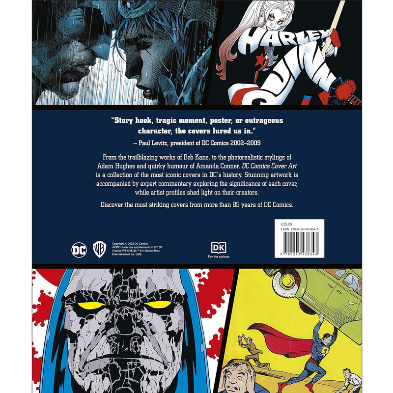 DC Comics Cover Art: 350 of the Greatest Covers in DC History' back cover with pictures of dc heroes and villains