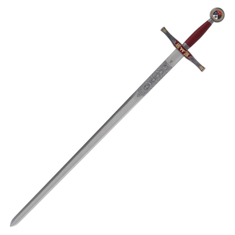 Deluxe Excalibur Cadet Sword replica full length at diagonal angle