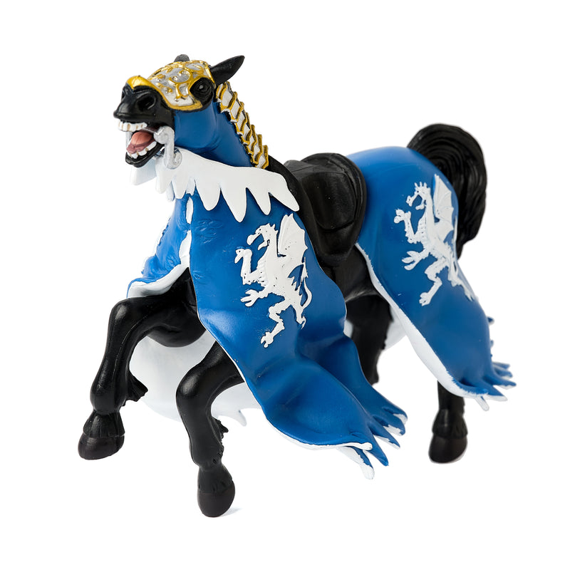 Papo: Blue, White and Gold Dragon horse front left side view