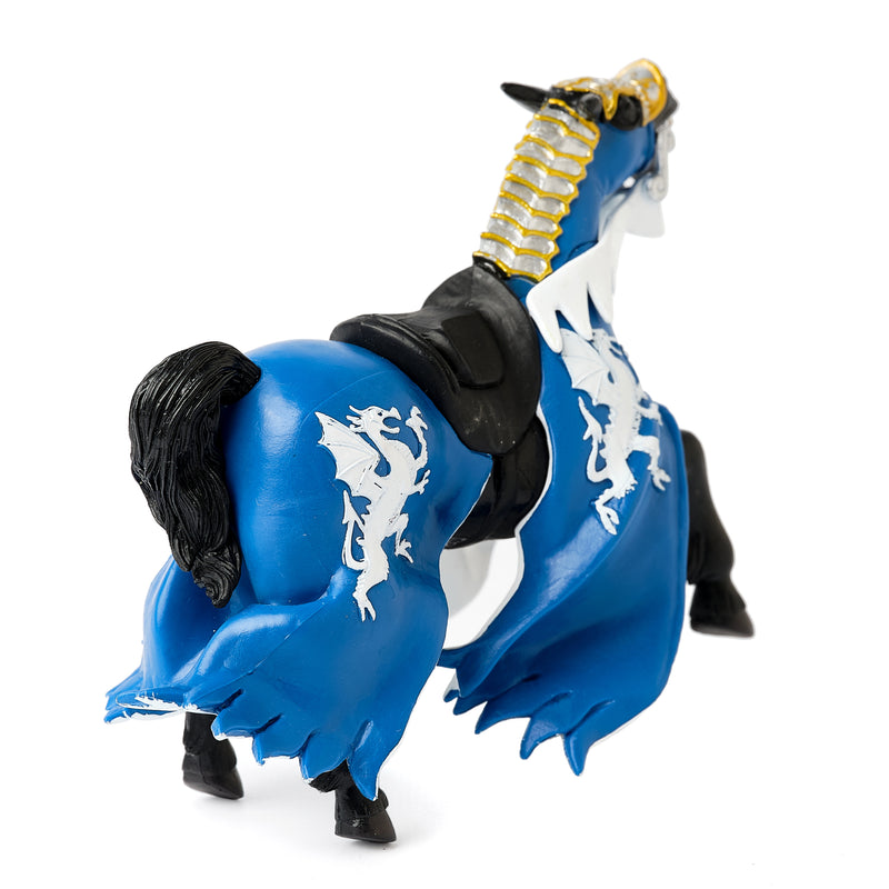 Papo: Blue, White and Gold Dragon horse back right side view