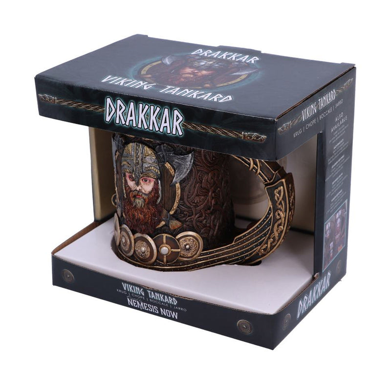 drakkar viking dragon boat tankard branded box