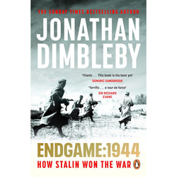 Book cover of 'Endgame: 1944' by Jonathan Dimbleby with black and white image of soldiers.