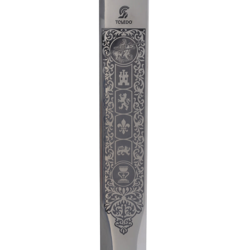 Excalibur Cadet Sword blade engraving closeup