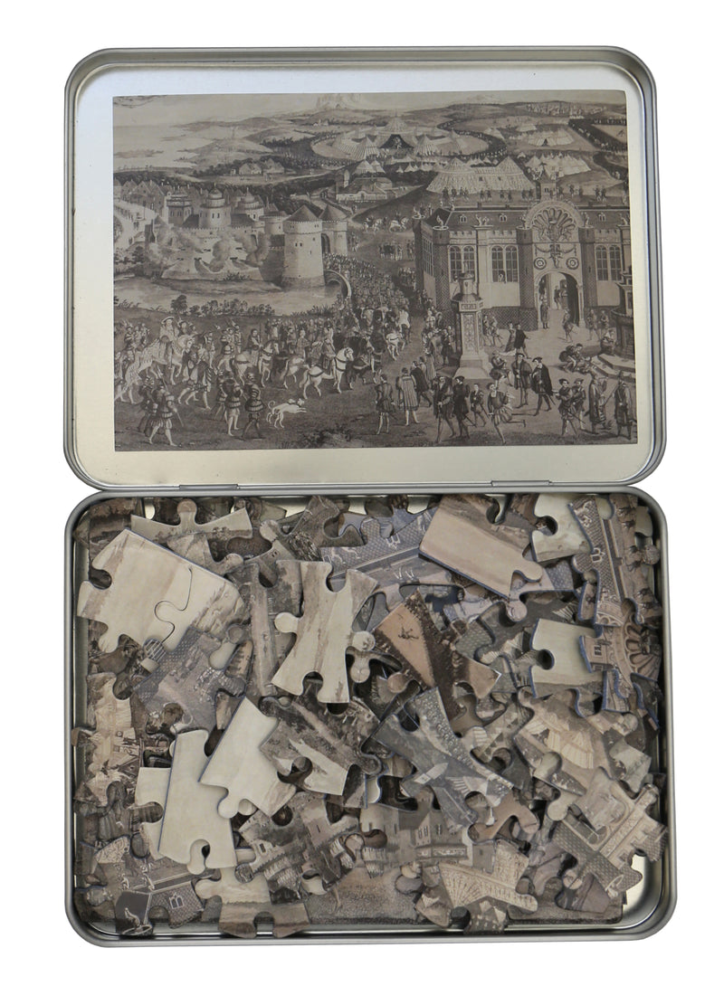 Field of Cloth of Gold Jigsaw Tin The Royal Armouries box open showing jigsaw pieces