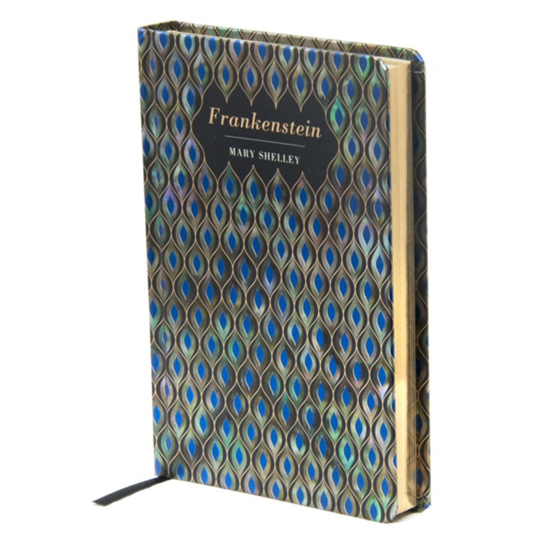 Front cover of hardback chiltern classics frankenstein by Mary Shelley with gold leafed pages
