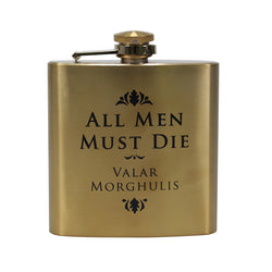 7oz Game of Thrones Hip Flask (All Men Must Die) valar horghulis text