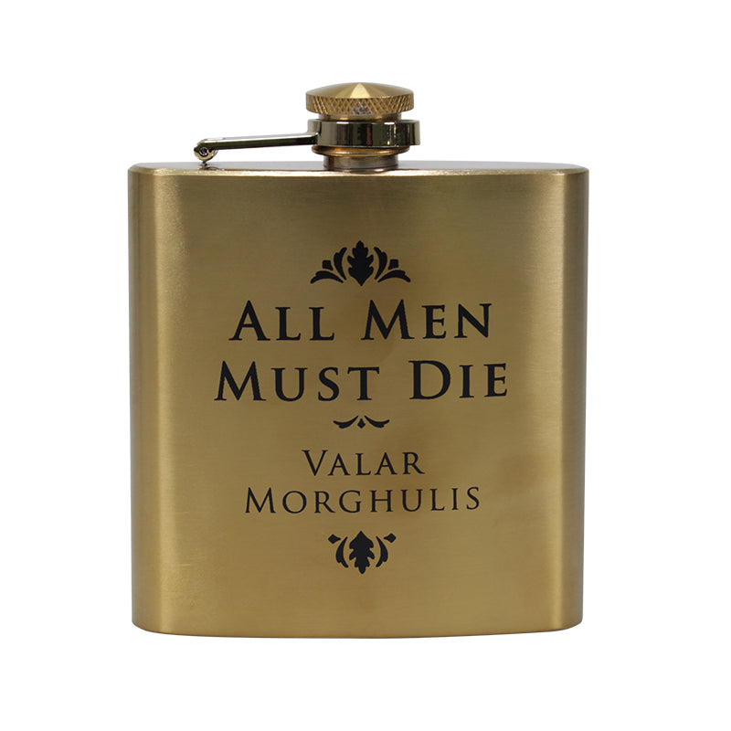 7oz Game of Thrones Hip Flask (All Men Must Die) valar horghulis text