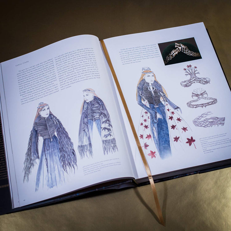 Game of Thrones: The Costumes: The official costume design book of Season 1 to Season 8 by Michelle Clapton sansa costume illustration 2 page spread