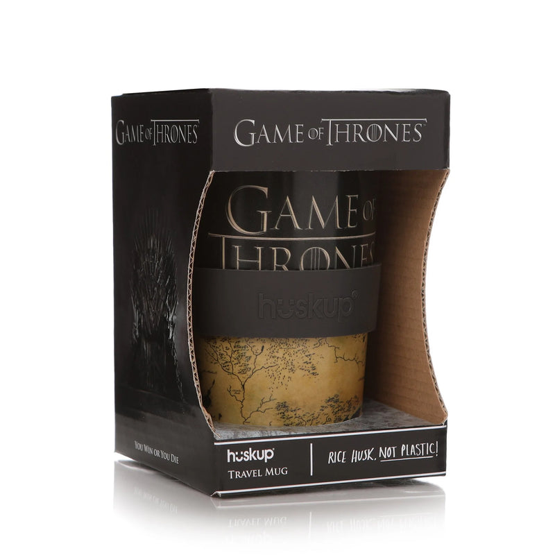 Black Game of Thrones Map of Westeros Rice Husk Travel Mug in branded packaging