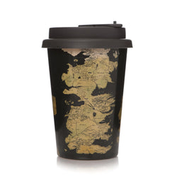 Black Game of Thrones Map of Westeros Rice Husk Travel Mug right side view