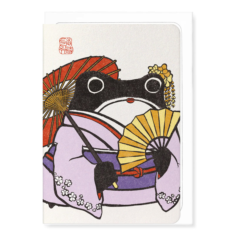 Ezen Frog in style of a Geisha on greetings card