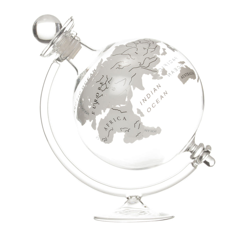 globe shaped decanter with white background