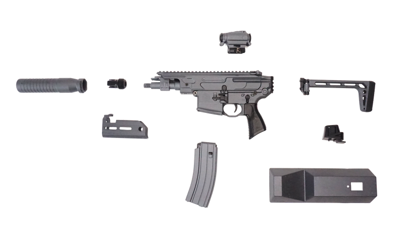 Individual parts of the stone grey SIG MCX model - unassembled