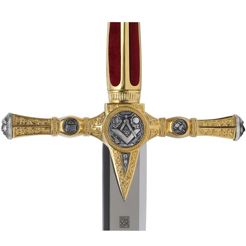 Golden Masonic Sword replica crossguard engraving detail 