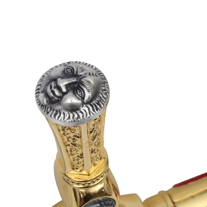 Golden Masonic Sword replica pommel detail engraved face