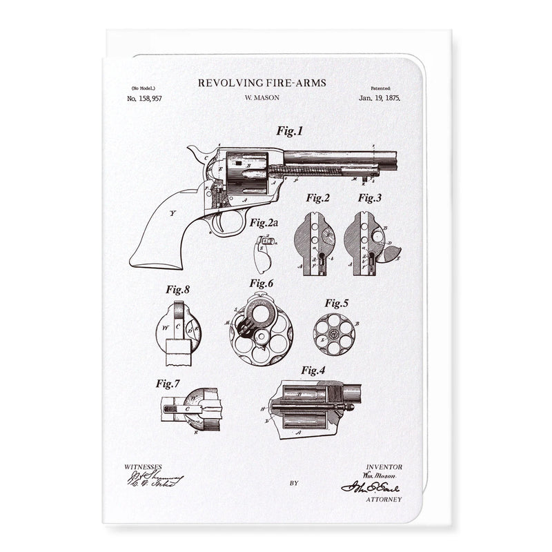 Patent illustration of a revolver on a white background