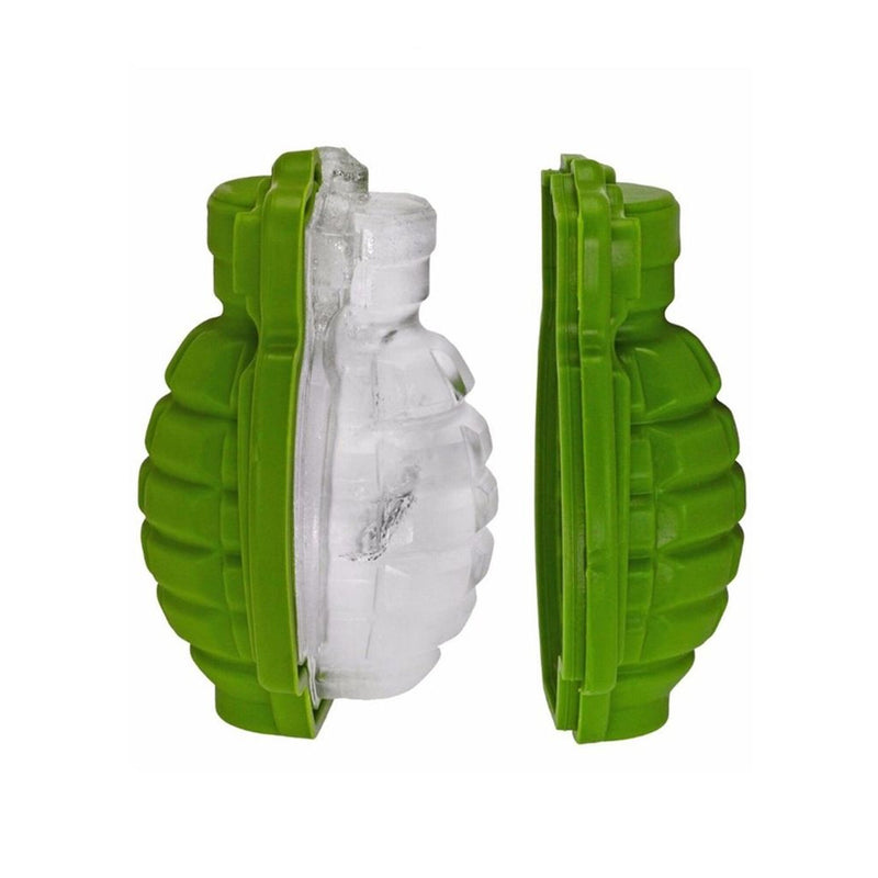 grenade shaped ice cube mould open sideways view