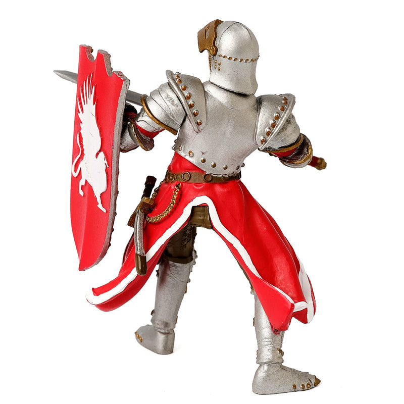 Papo: Silver armour red Griffin Knight back