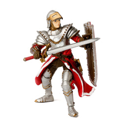 Papo: Silver armour red Griffin Knight front