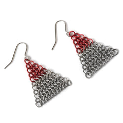 Mobius Arrow Head Red Chain Mail Earrings  - Anjo Designs