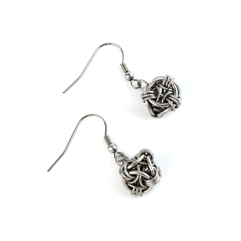 Helm orb drop earrings in silver