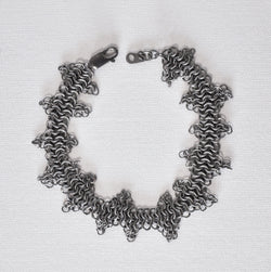 distressed silver chain mail bracelet