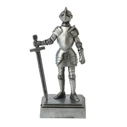 Silver coloured Knight pencil sharpener front view