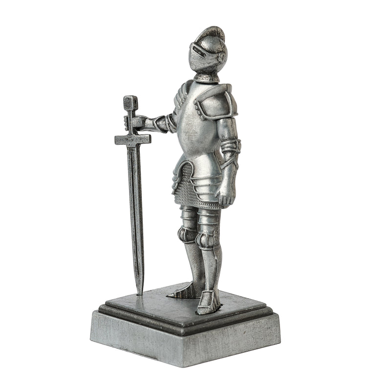 Silver coloured Knight pencil sharpener front left view