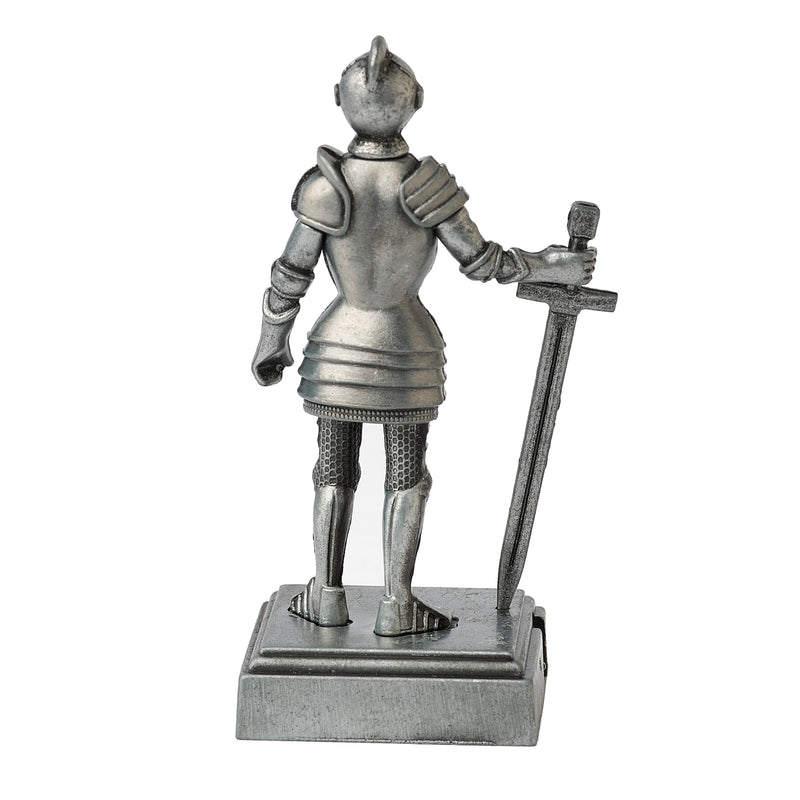Silver coloured Knight pencil sharpener back view