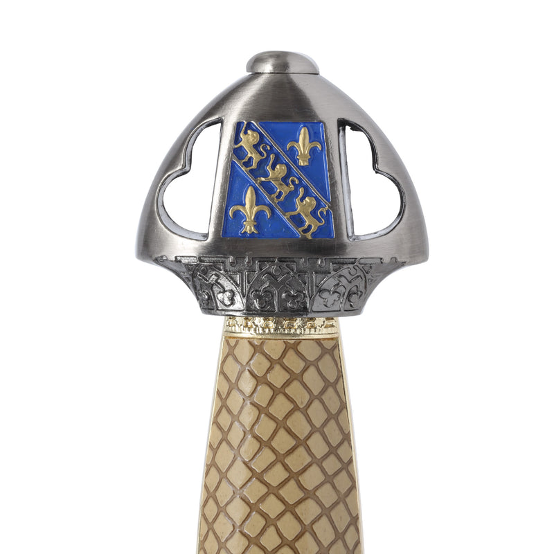 Deluxe Lancelot Sword engraved pommel close up detail