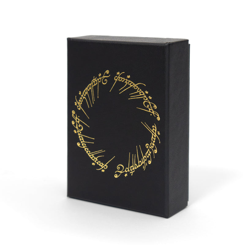 Black jewellery box with Lord of the rings elvish script motif 