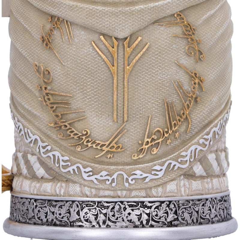Decorative item with intricate designs and text on a beige background