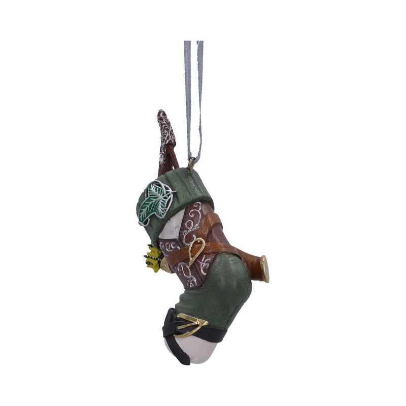 Lord of the Rings Legolas Stocking Hanging Decoration with bow and arrows and a leaf broach- side back view