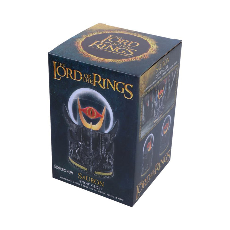 Lord of the Rings Sauron snow globe packaging on a white background