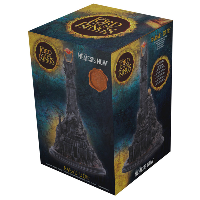 Box packaging of 'Barad Dur' from 'The Lord of the Rings' series by Nemesis Now.