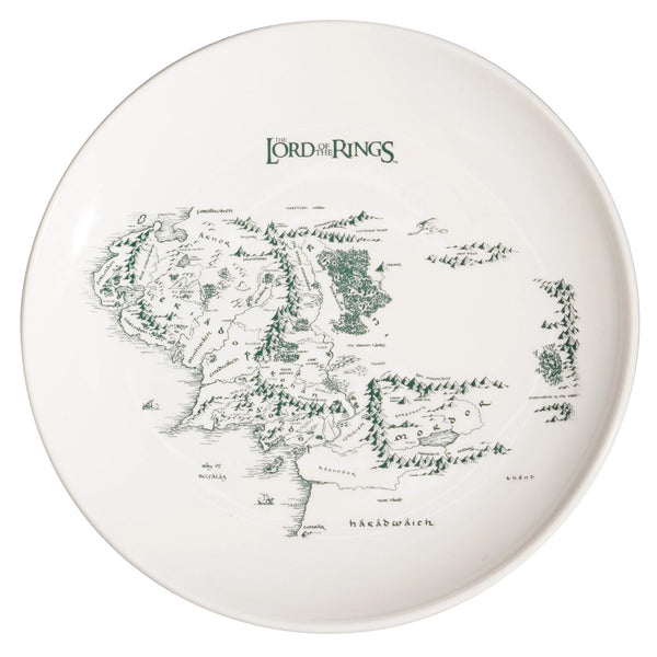 The Lord of the rings map of Middle-earth plate - white and green