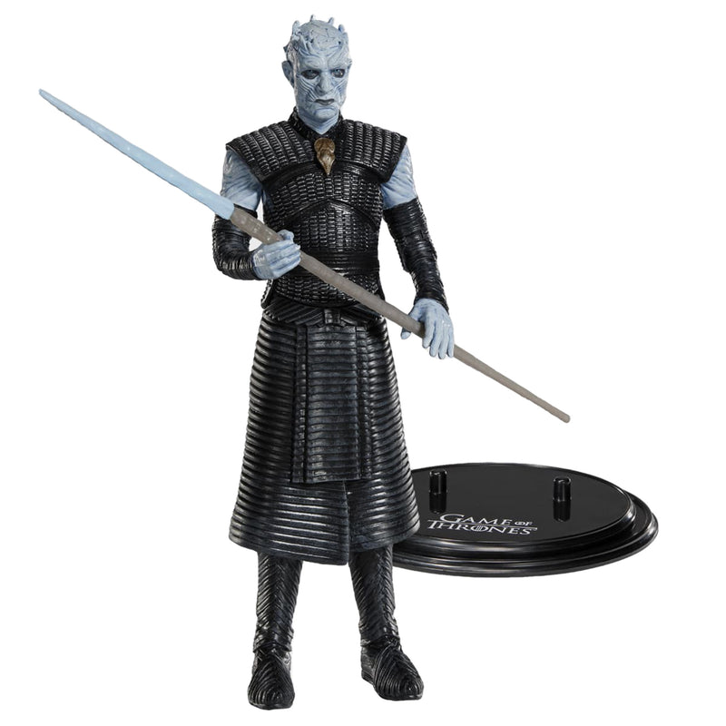 Night King Bendyfig standing next to black display stand that reads 'Game of Thrones'