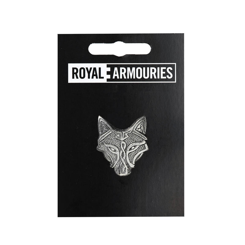 Odin's Wold Head Pin Badge on Royal Armouries backing