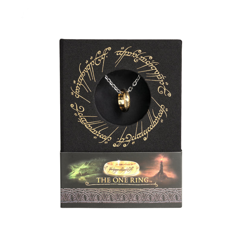 the one ring necklace in black branded packaging