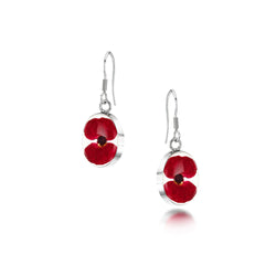 Oval poppy drop earrings